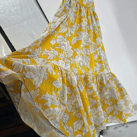 ZARA Printed Poplin DRESS TRF Yellow White Floral flowy vacation size M - Picture 4 of 8